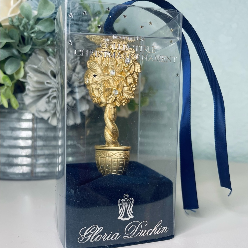Golden Christmas Ornament Flowering Gem Tree Gloria Duchin 2001